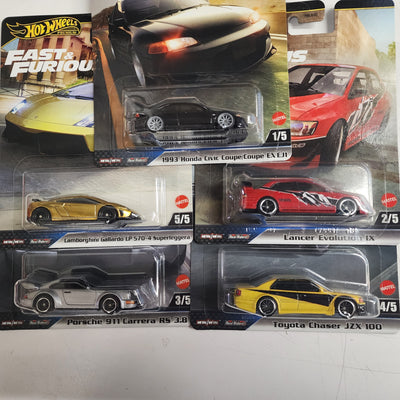 5 Car Set Case M * 2025 Hot Wheels Fast & Furious Case M * Civic, Lancer, Chaser