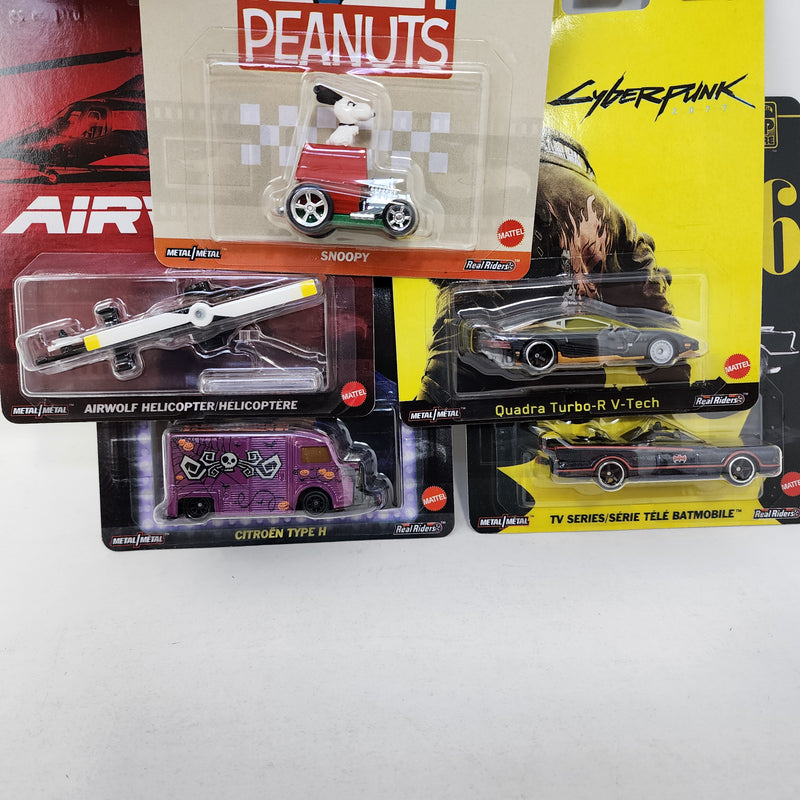 5 Car Set Case M * 2025 Hot Wheels Premium Pop Culture Airwolf, Cyberpunk, Batman