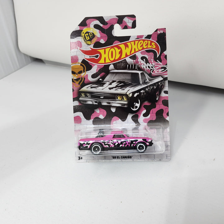 Hot Wheels 1/64 - 68 El Camino Série Camouflage #5/5 - Rose - Neuf