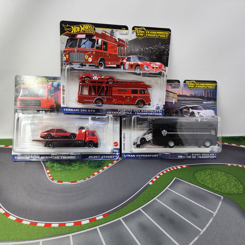 3 Car Set Case H * 2025 Hot Wheels Team Transport Car Culture w/ Ferrari GTO & AE86