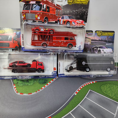 3 Car Set Case H * 2025 Hot Wheels Team Transport Car Culture w/ Ferrari GTO & AE86