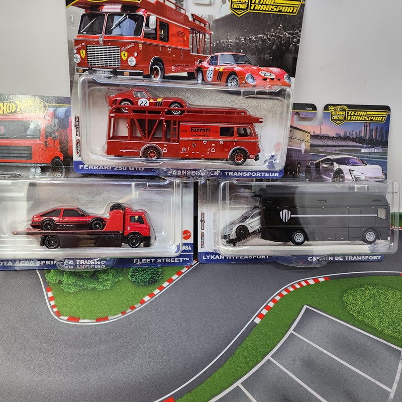 3 Car Set Case H * 2025 Hot Wheels Team Transport Car Culture w/ Ferrari GTO & AE86