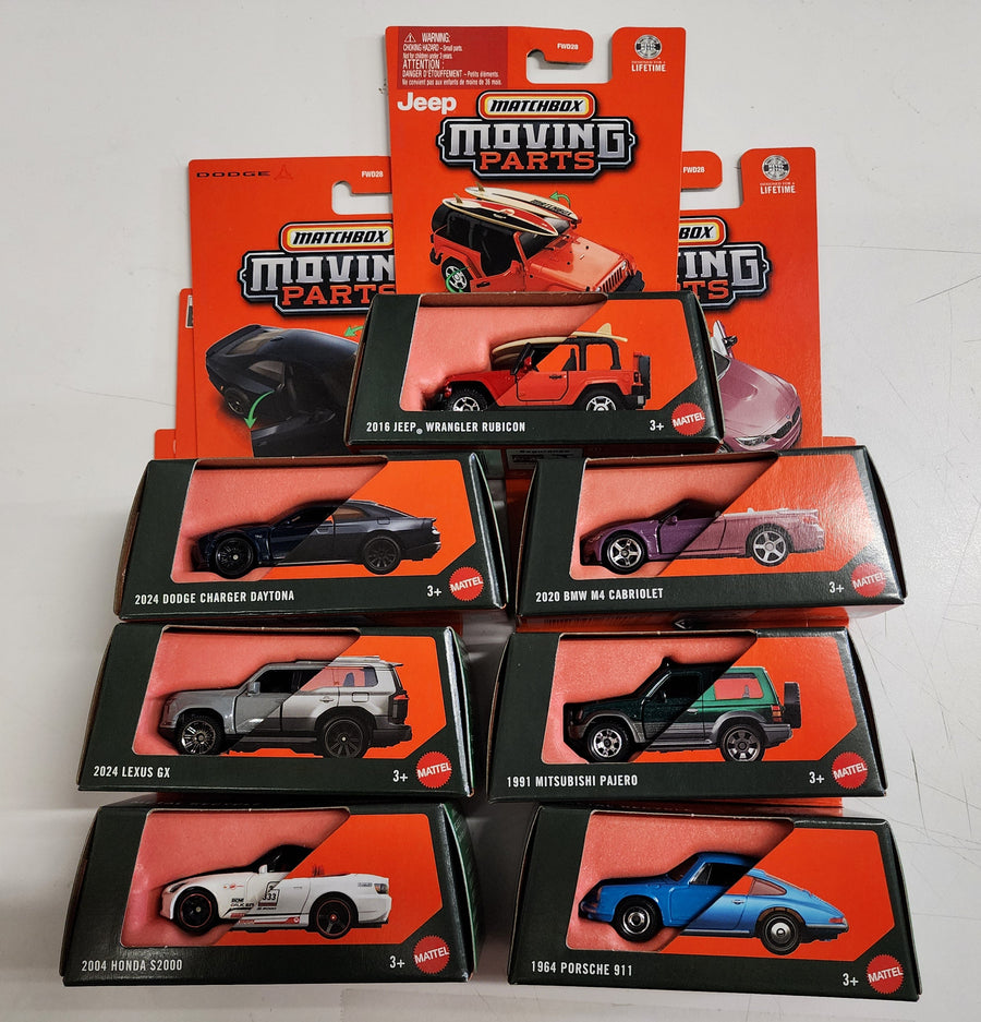 7 Car Set From Case J * 2026 Matchbox Moving Parts Charger