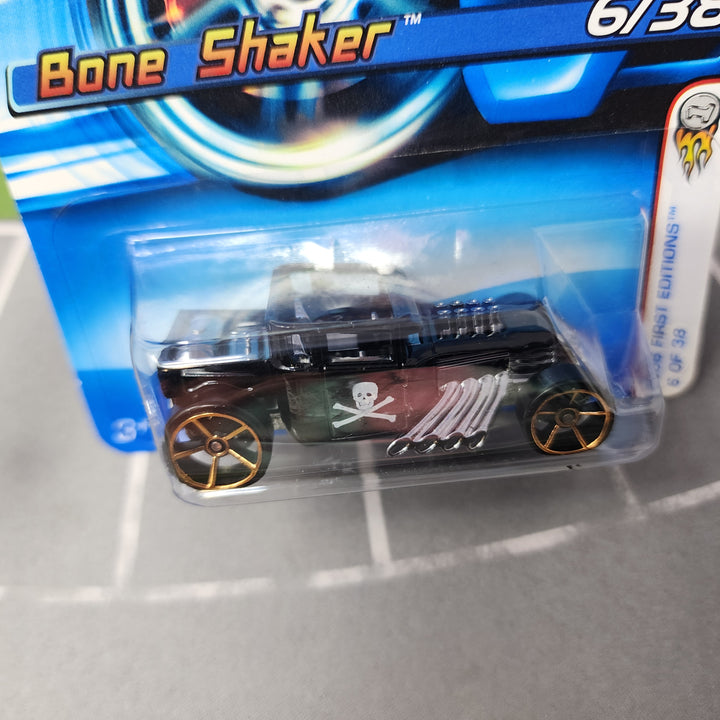 Bone Shaker #6 * Black w/ FTE Rims * Hot Wheels 2006