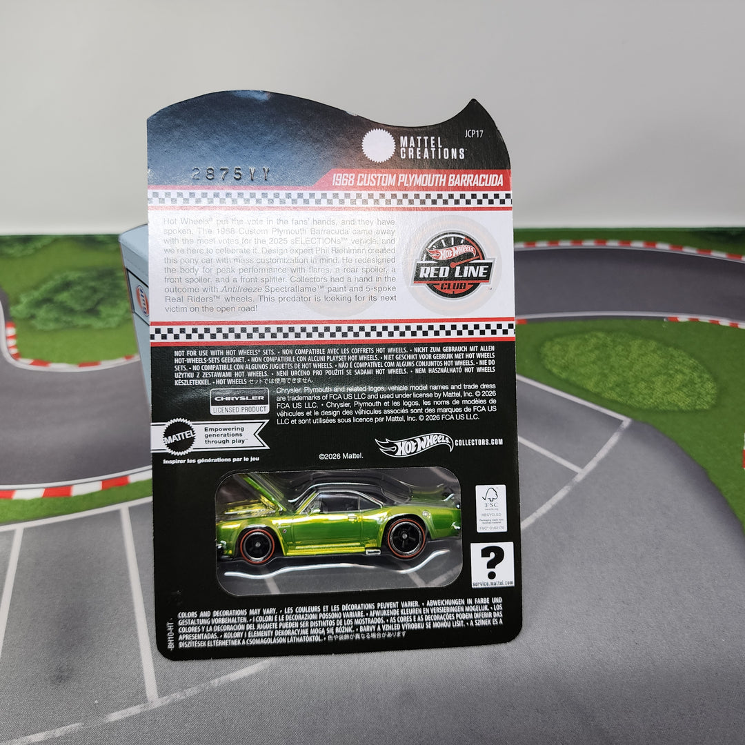 1968 Plymouth Barracuda * Hot Wheels Red Line Club RLC – Wheelcollectors LLC
