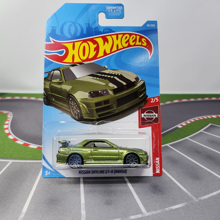 Nissan Skyline GT-R BNR34 #45 * Green * Hot Wheels 2019