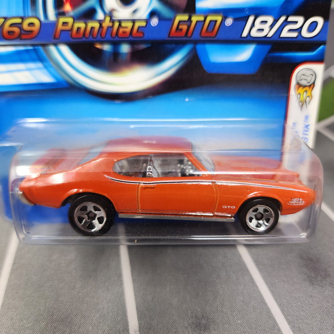 69 Pontiac GTO #18 * Orange * 2005 Hot Wheels First Edition * 1st