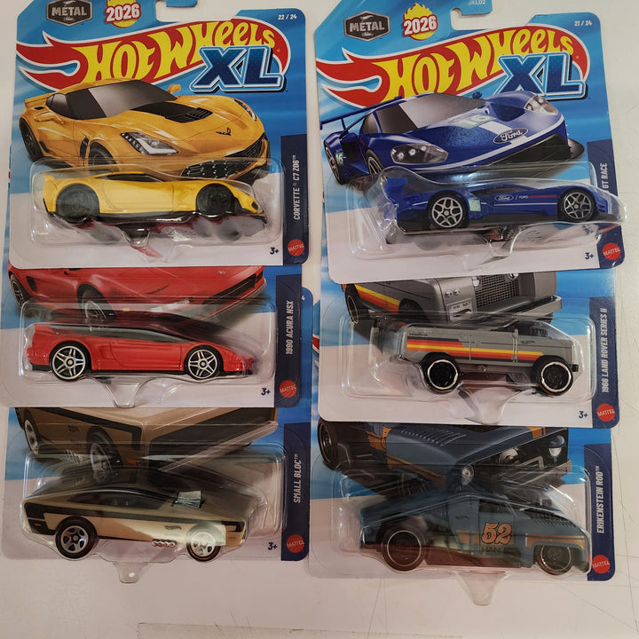 6 Car Set Case D * 2026 Hot Wheels XL 1:43 Scale * NSX. Vette