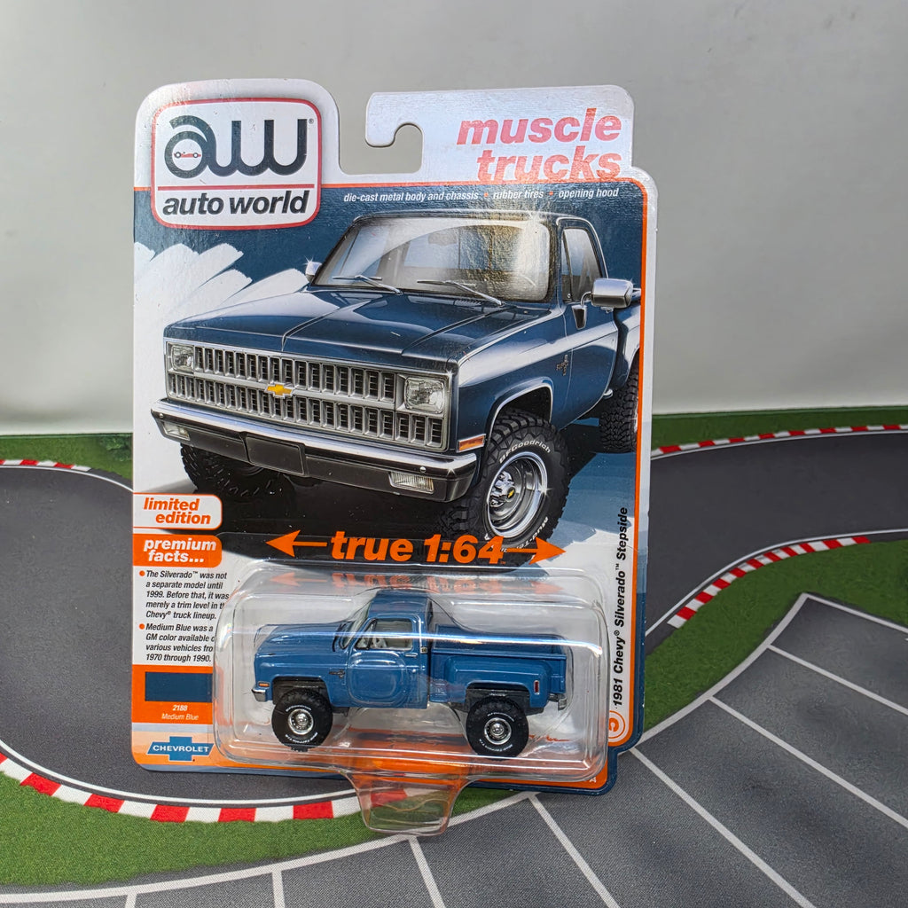 1981 Chevy Silverado Stepside * BLUE * Auto World Muscle Trucks