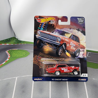 63 Chevy Nova 2/5 * RED * Hot Wheels Car Culture DRAG STRIP DEMONS