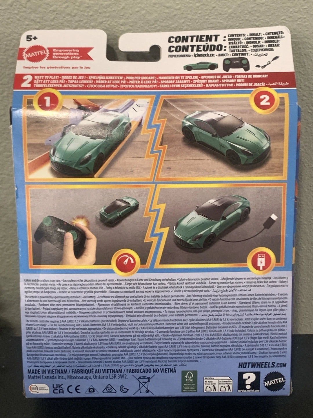 Hot Wheels Vehículo RC Aston Martin Vantage A Escala 1:64 – Coche Teledirigido Con Dirección Precisa