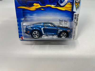 1968 Mustang #46 * Blue w/ Boss Hoss Tampo * 2003 Hot Wheels