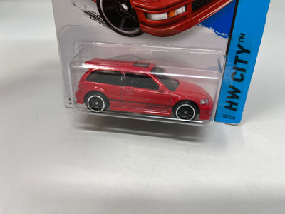 1990 Honda Civic EF #30 * RED * 2014 Hot Wheels