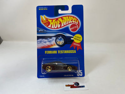 Ferrari Testarossa #35 * Black w/ Gold Medal 3sp Rims * Hot Wheels Blue Card