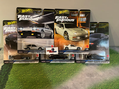 2022 Hot Wheels Retro Entertainment Fast & Furious Premium Set of 5, 1/64  Diecast Model Cars