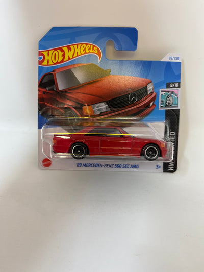 SHORT CARD * '89 Mercedes-Benz 560 SEC AMG #82 * RED * 2024 Hot Wheels Basic Case E