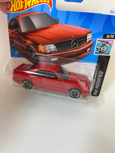 SHORT CARD * '89 Mercedes-Benz 560 SEC AMG #82 * RED * 2024 Hot Wheels Basic Case E