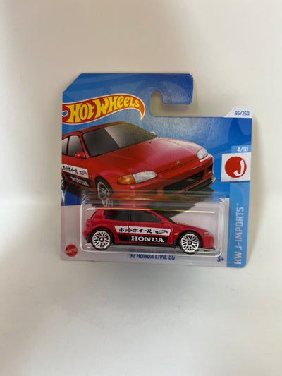 SHORT CARD * '92 Honda Civic EG #95 * RED * 2024 Hot Wheels Basic Case E