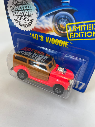 '40's Woodie w/ Real Riders * 25th Winter Rod Run * Hot Wheels Blue Card