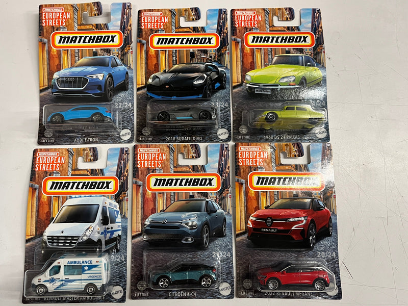 Complete 6 Car Set * 2024 Matchbox European Streets Case D Release