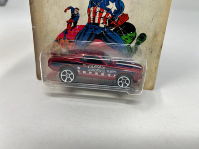 '70 Ford Mustang Mach 1 Captain America * Hot Wheels Marvel * RED