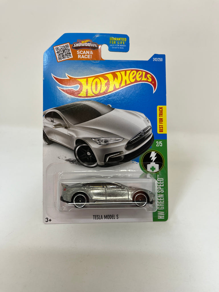 Hot Wheels 2016 HW Green Speed Tesla Model S 242 250, Dark Gray
