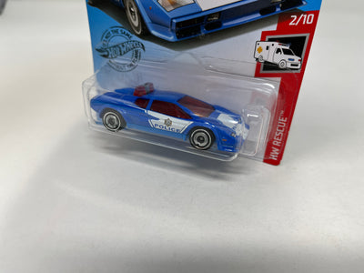 Lamborghini Countach Police Car #142 * BLUE * 2019 Hot Wheels