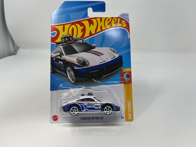 Porsche 911 Rallye #172 * WHITE/BLUE * 2024 Hot Wheels Case P