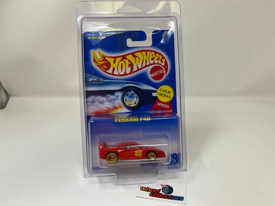 Ferrari F40 w/ UH Gold Rims #69 * Hot Wheels Blue Card Gold Medal