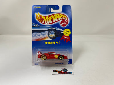 Ferrari F40 w/ UH Gold Rims #69 * Hot Wheels Blue Card Gold Medal