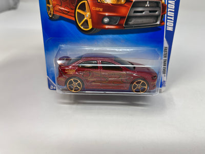 2008 Lancer Evolution #127 * Red w/ FTE Rims * 2009 Hot Wheels