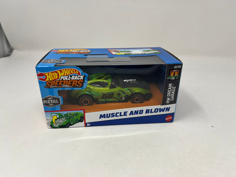 Muscle and Blown * GREEN * 2024 Hot Wheels Pull-Back Speeders 1:43 scale Case F