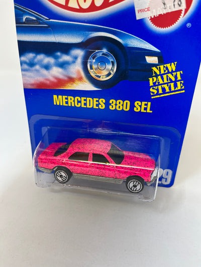 Mercedes 380 SEL #229 * Pink w/ UH Rims * Hot Wheels Blue Card