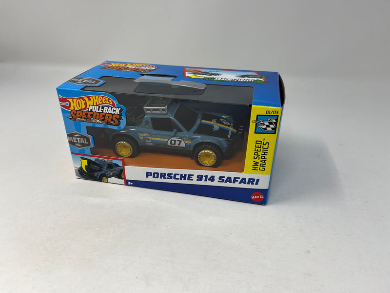 Porsche 914 Safari * Blue * 2024 Hot Wheels Pull-Back Speeders 1:43 scale