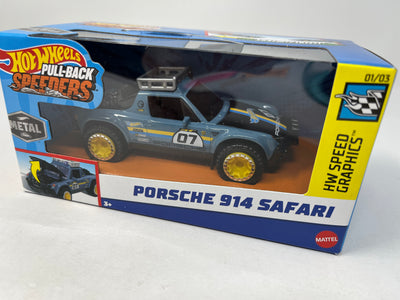 Porsche 914 Safari * Blue * 2024 Hot Wheels Pull-Back Speeders 1:43 scale