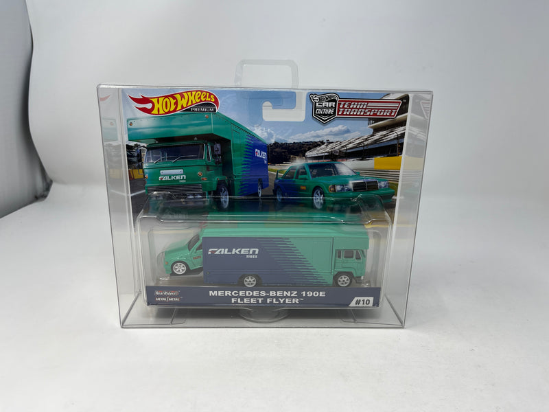 Mercedes-Benz 190E & Fleet Flyer FALKEN TIRES * Hot Wheels Team Transport Car Culture