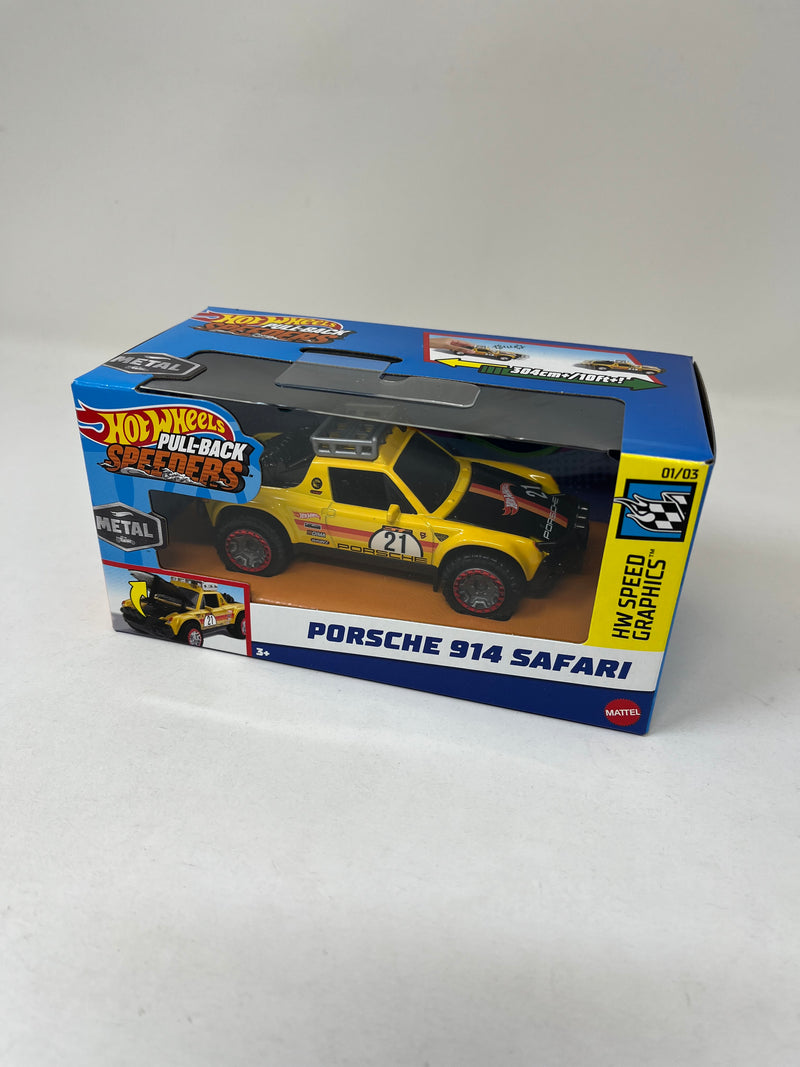 Porsche 914 Safari * Yellow * 2024 Hot Wheels Pull-Back Speeders 1:43 scale