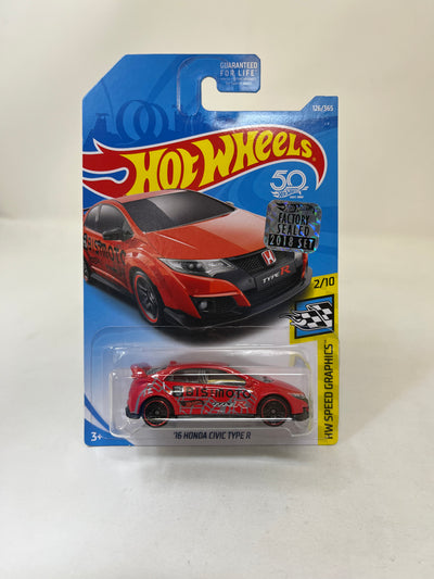 '16 Honda Civic Type R #126 * RED * 2018 Hot Wheels w/ Factory Holo