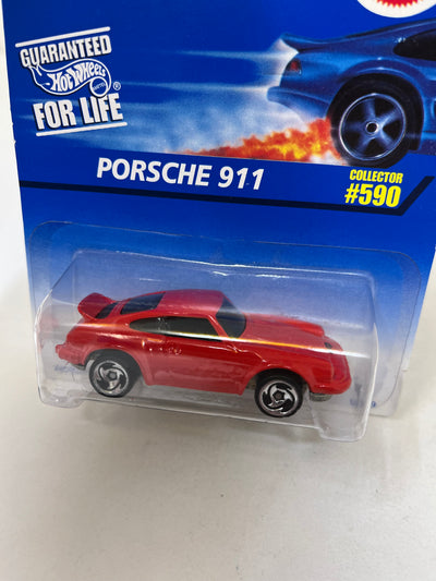 Porsche 911 #590 * Red w/ Razor Rims * Hot Wheels Blue Card