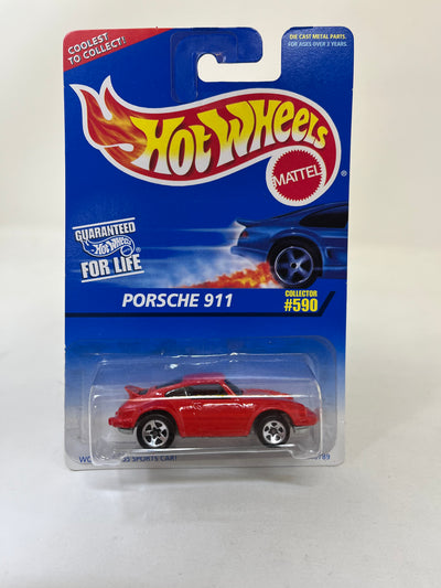 Porsche 911 #590 * Red w/ 5sp Rims * Hot Wheels Blue Card