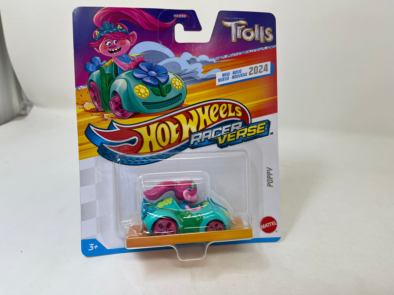 NEW!!  POPPY Trolls Racer Verse * 2024 Hot Wheels Marvel Character Cars Case H