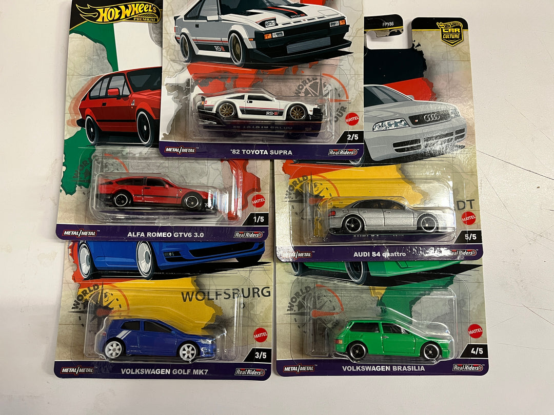 World Tour * Complete 5 Car Set * 2024 Hot Wheels Car Culture Case