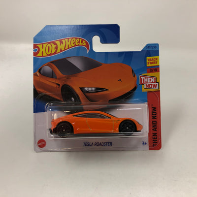 Tesla roadster #249 * Orange * 2024 Hot Wheels Basic Short Card Case A