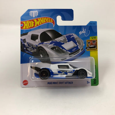 Mad Mike Drift Attack #209 * White * 2024 Hot Wheels Basic Short Card Case A