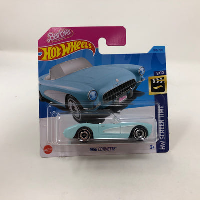 1956 Chevy Corvette #183 Barbie Movie * Blue * 2024 Hot Wheels Basic Short Card Case A