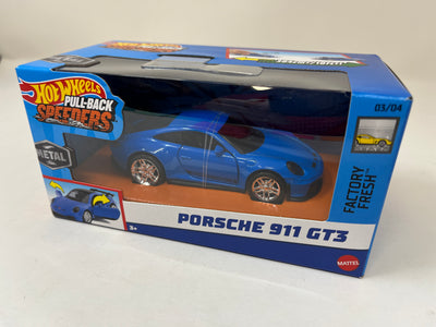 Porsche 911 GT3 * BLUE * 2024 Hot Wheels Pull-Back Speeders 1:43 scale