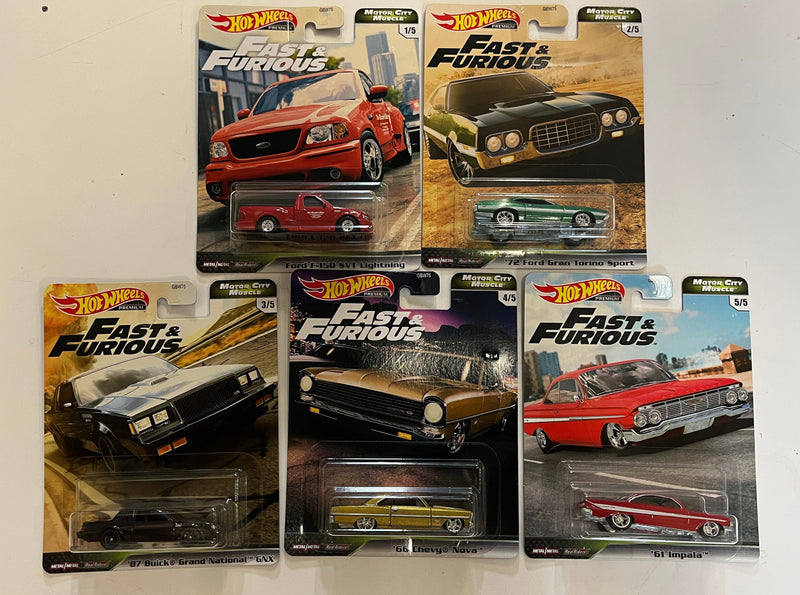 5 Car Set * Hot Wheels Fast & Furious Motor City Muscle