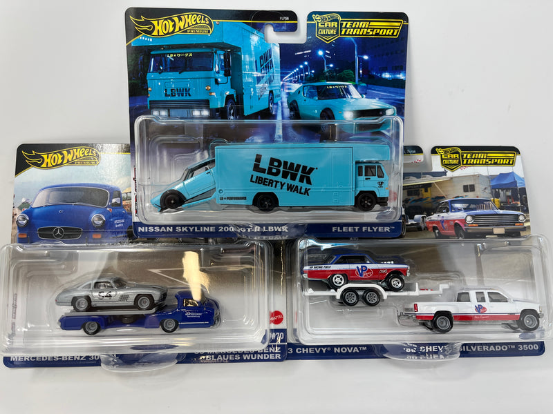 3 Piece Set Case C * 2024 Hot Wheels Team Transport LBWK, Silverado, 300 SL