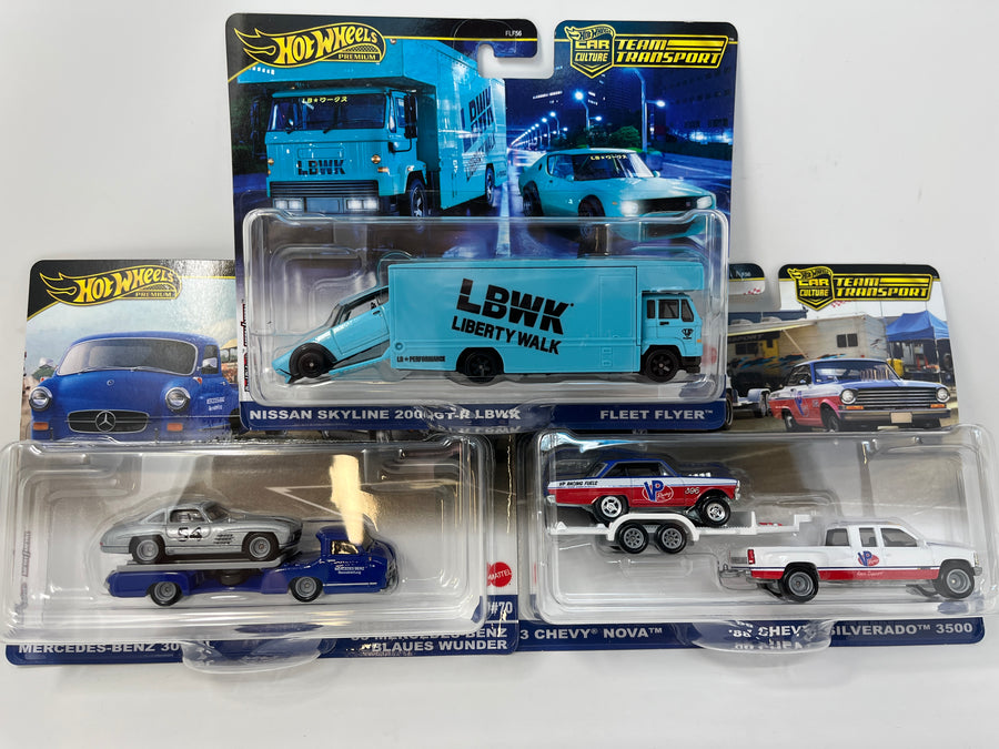 Hot Wheels team transport premium complete set x3 fashion lot NEW