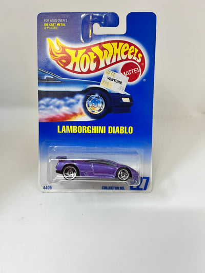 Lamborghini Diablo #227 * Purple w/ Razor Rims * Hot Wheels Blue Card